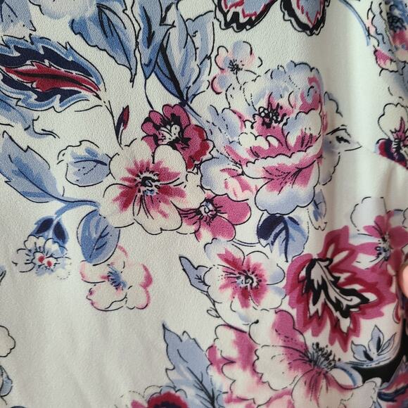 Adrianna Papell Floral Pullover Blouse SZ Small Office Work‎ Career Travel - Picture 8 of 10